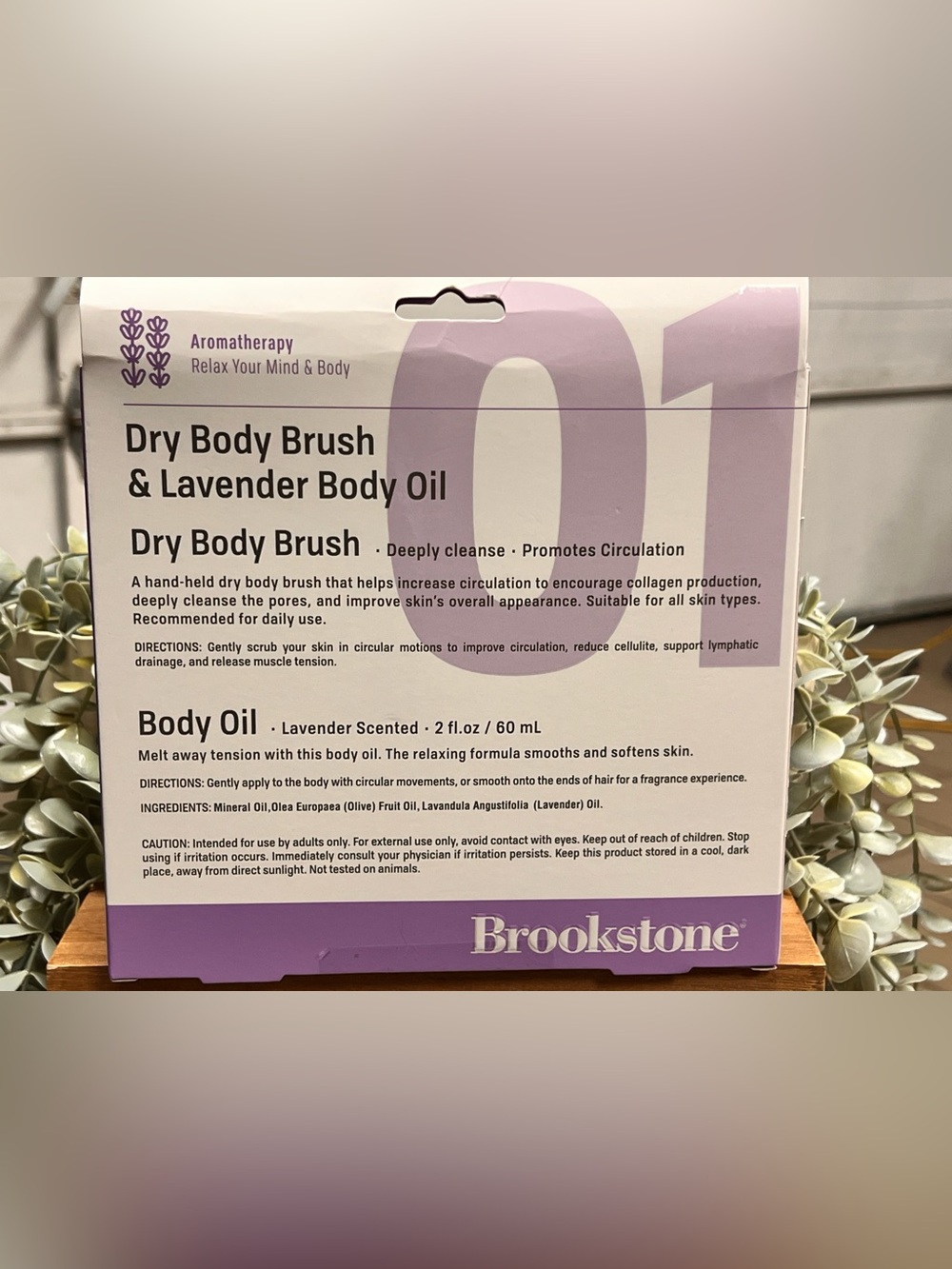 Brookstone Lavender Body Oil & Natural Bristle Brush Set - Picture 2 of 2